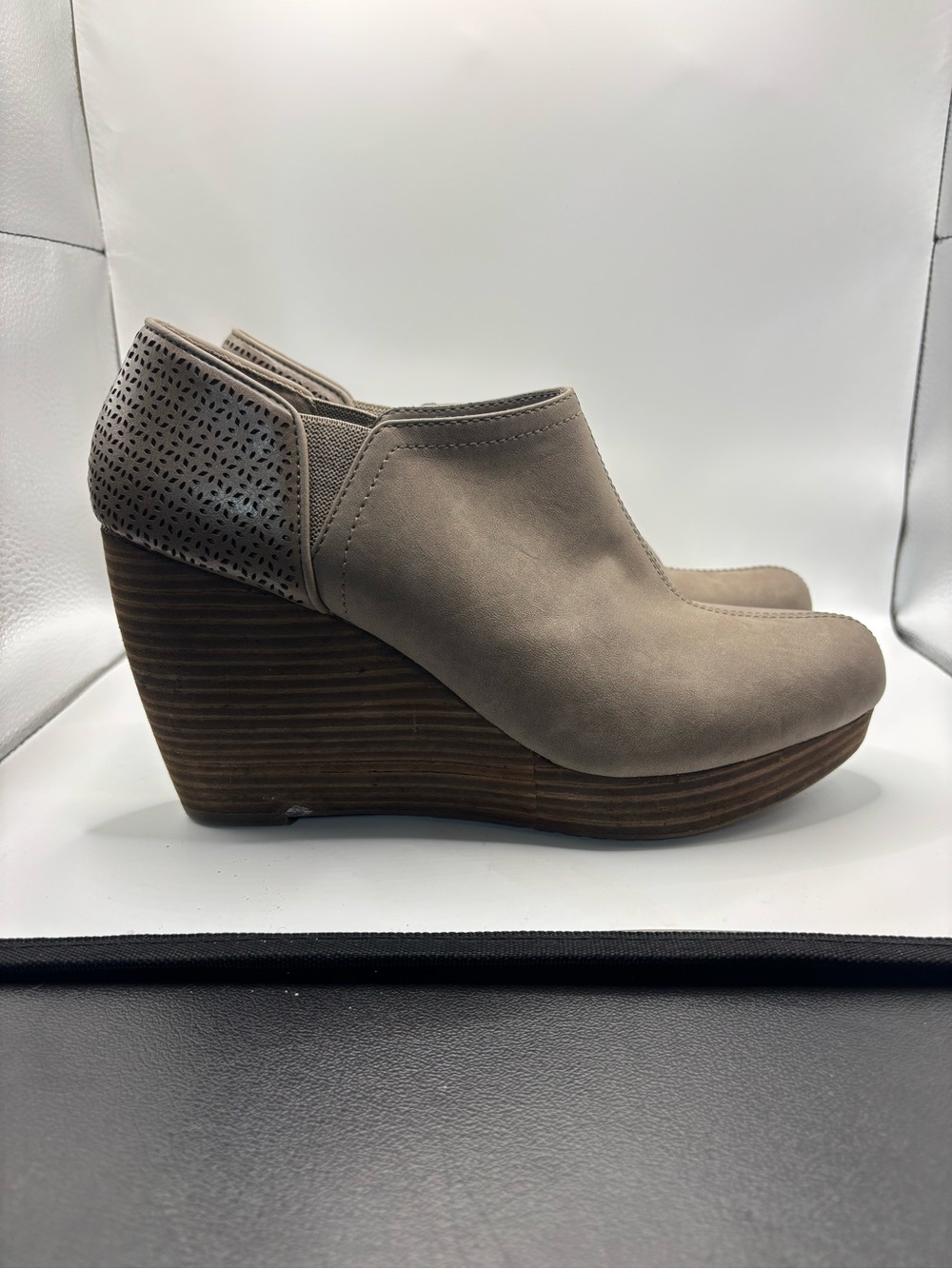 Dr. Scholl's Taupe Perforated Wedge Ankle Booties